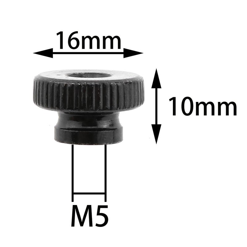 MEETOOT 10pcs Knurled Thumb Nuts M5 x 0.8mm Black Metal Round Knobs Hand Nuts for 3D Printer Parts - Image 2